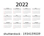 calendar for 2022 isolated on a ... | Shutterstock .eps vector #1934159039