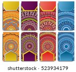 set of visiting card with... | Shutterstock . vector #523934179