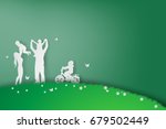 green background happy family... | Shutterstock .eps vector #679502449