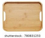 Wooden tray isolated on white background,top view. Saving clipping paths.