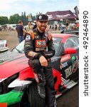 Small photo of Minsk, Belarus - June14,2015: American celebrity driver Chris Forsberg after his competition in drift in Minsk, Europe. American famous drifter. Formula Drift Champion & Triple Crown Champion
