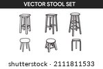 Vector Isolated Wooden Stools...