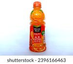 Small photo of South Sulawesi, Indonesia December 1, 2023 - Minute Maid Pulpy, 300mL. Orange flavored drink with high vitamin C content. Isolated on white background.