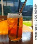 Small photo of Lychee tea. Tea combined with syrup and fresh lychee. The combination of the astringent taste of tea and the sweetness of lyche creates a fresh taste in the mouth.