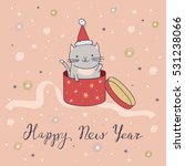Happy New Year Card With Cat