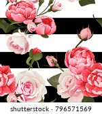 Peony And Roses Vector Seamless ...