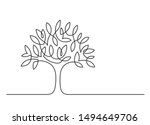 continuous line drawing of tree ... | Shutterstock .eps vector #1494649706