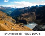 Austrian Alps - Grossglocknershtrasse. The highest mountain peaks covered with fresh snow