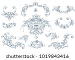floral decorative vector... | Shutterstock .eps vector #1019843416