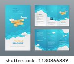 vector travel tri fold brochure ... | Shutterstock .eps vector #1130866889