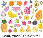 set of exotic fruits in modern... | Shutterstock .eps vector #1705544890