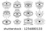 evil seeing eye symbol set.... | Shutterstock .eps vector #1256880133