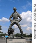 Small photo of Antwerp, Belgium - May 31 2022: Statue of the trickster giant Lange Wapper by Het Steen fortress