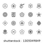 flowers flat line icons.... | Shutterstock .eps vector #1305049849