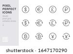 Currency Exchange Line Icon Set....