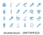 mic flat line icons set.... | Shutterstock .eps vector #1897499323