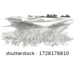 green grass field on small... | Shutterstock .eps vector #1728178810