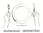 vector hands with knife  fork ... | Shutterstock .eps vector #1845467443