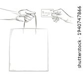 hand holding paper bag. giving... | Shutterstock .eps vector #1940747866