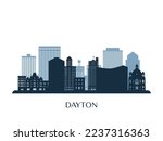 Dayton, OH skyline, monochrome silhouette. Vector illustration.