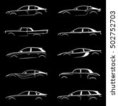set of white silhouette car on... | Shutterstock .eps vector #502752703