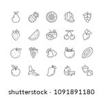 set of fruits outline icons... | Shutterstock .eps vector #1091891180
