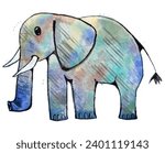 Color elephant watercolor cute...