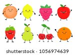 set of cute cartoon fruit.... | Shutterstock .eps vector #1056974639