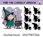 cute little witch girl with a... | Shutterstock .eps vector #2037987566