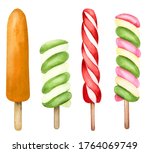 watercolor set of fruit ice... | Shutterstock . vector #1764069749