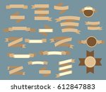 set of brown vintage ribbons... | Shutterstock .eps vector #612847883