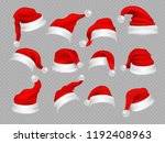 big set of realistic santa hats ... | Shutterstock .eps vector #1192408963