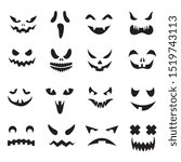 pumpkin faces. halloween jack o ... | Shutterstock . vector #1519743113
