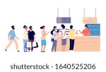 cafe queue. people wait food ... | Shutterstock .eps vector #1640525206