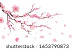 sakura blossom branch. falling... | Shutterstock .eps vector #1653790873