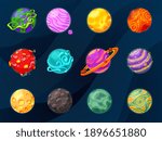 cartoon fantasy planets. space... | Shutterstock .eps vector #1896651880