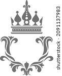 blank royal emblem with crown.... | Shutterstock .eps vector #2091137983