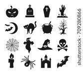 halloween black silhouette... | Shutterstock .eps vector #709280866