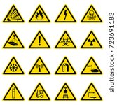 warning and hazard symbols on... | Shutterstock .eps vector #723691183