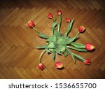 Small photo of colorful tuple bouquet in a flower pot