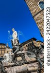 Small photo of Florence, Italy – August 23, 2023: Neptune's Majesty - The Fountain of Neptune in Florence