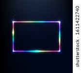 a neon rainbow rectangle is... | Shutterstock .eps vector #1611422740