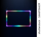 a neon rainbow rectangle is... | Shutterstock . vector #1666936639