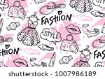 hand drawn doodle fashion... | Shutterstock .eps vector #1007986189