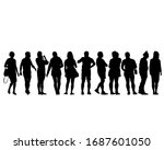 big crowds people on street.... | Shutterstock . vector #1687601050