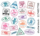 set of visa stamps for... | Shutterstock .eps vector #1174857700