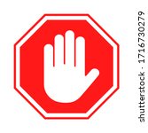 stop sign. red forbidding sign... | Shutterstock .eps vector #1716730279