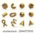 realistic 3d golden geometric... | Shutterstock .eps vector #2044575920