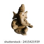 Small photo of Lord Ganpati graces with benevolence. Elaborate details embellish the deity, capturing divine energy. This intricately crafted clay idol radiates devotion, inviting sacred vibes to any worship space.