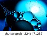 Small photo of Biology, physics or chemistry abstract background. Scientific image of cell membrane. Macro up of liquid substances. Abstract molecule atom structure. Water bubbles. Macro shot of air or molecule